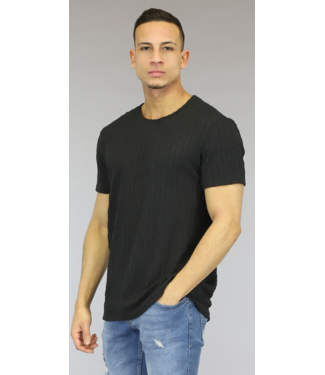 Zwart Heren Shirt met Strepen