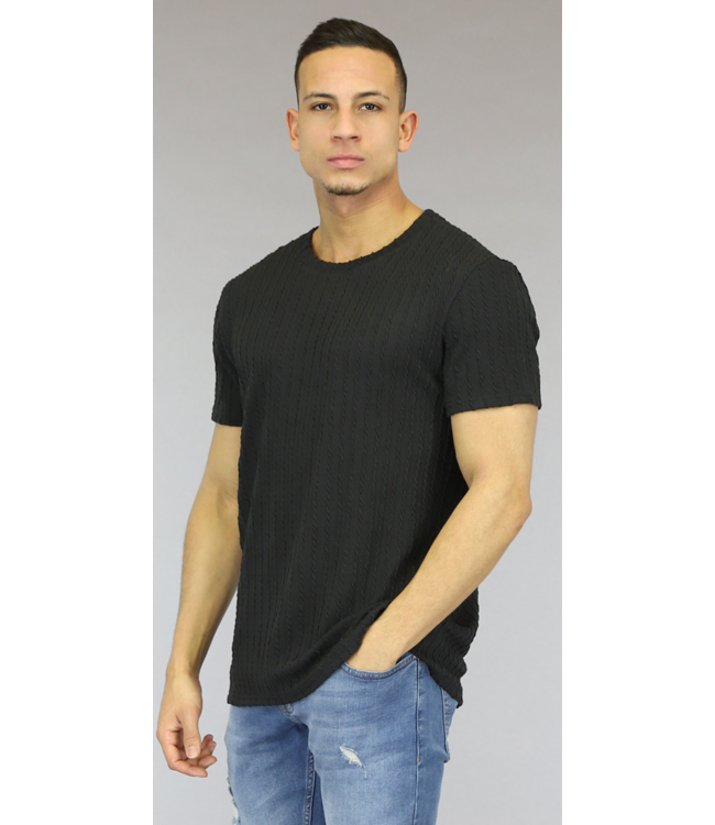 Zwart Heren Shirt met Strepen