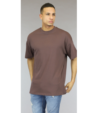 !SALE50 Basic Oversized Donkerbruin Heren T-Shirt
