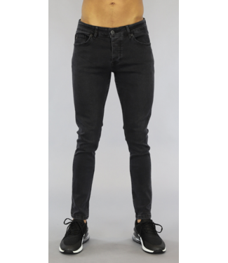 Basic Zwarte Heren Skinny Jeans met Wassing