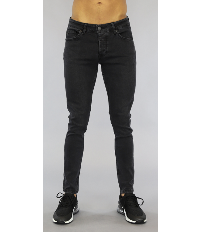 Basic Zwarte Heren Skinny Jeans met Wassing
