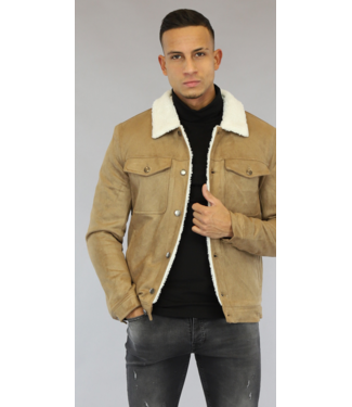 Taupe Gevoerd Suèdelook Heren Jacket