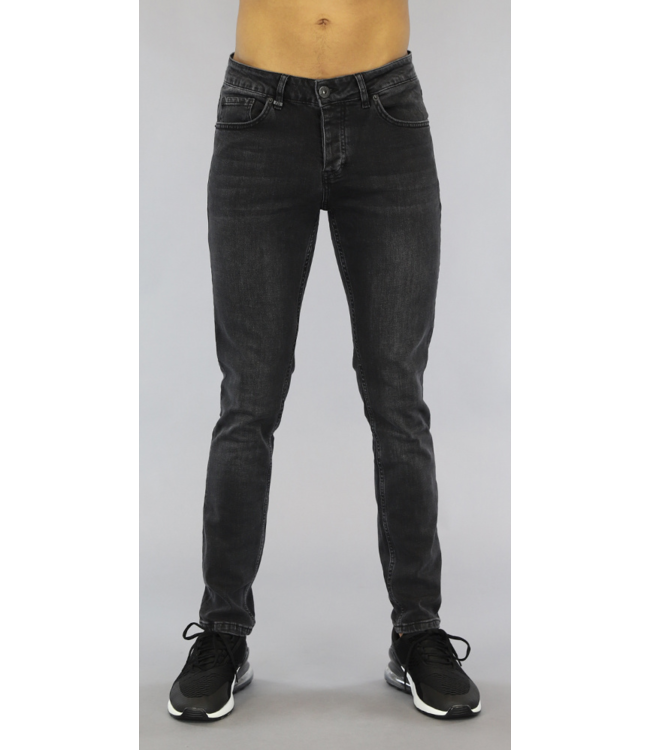 !OP=OP Donkergrijze Heren Skinny Jeans met Wassing