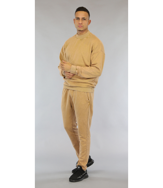 !OP=OP Camel Acid Wash Jogger Set met Sweater