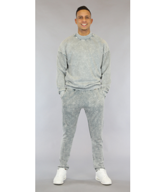 !OP=OP Lichtgrijze Acid Wash Jogger Set met Sweater