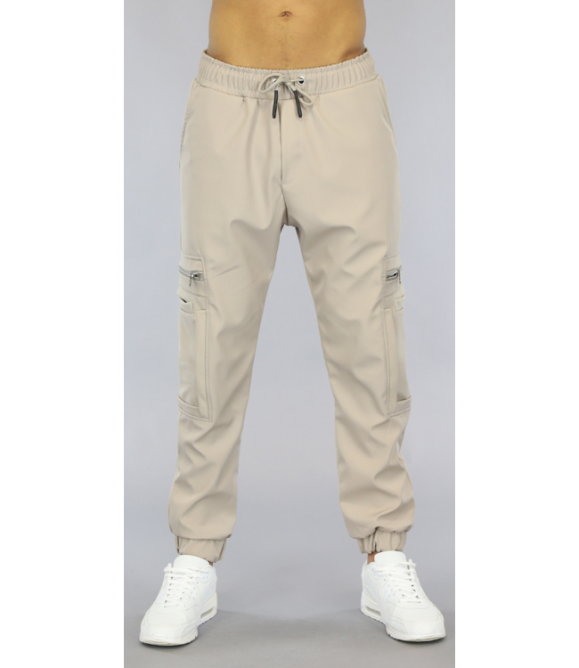 Beige Heren Jogger met Multizakken