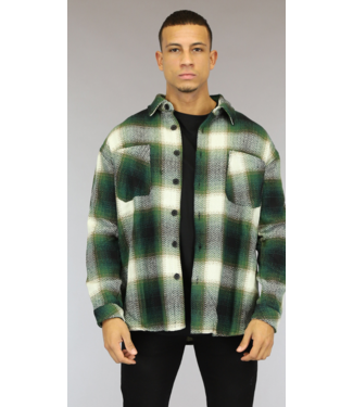 Tweed Heren Overshirt met Groen Blokpatroon
