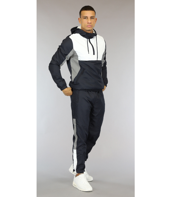 !OP=OP Navy/Witte Heren Tracksuit met Reflecterende Details