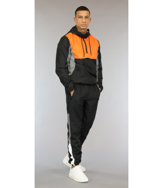 !OP=OP Zwart/Oranje Heren Tracksuit met Reflecterende Details