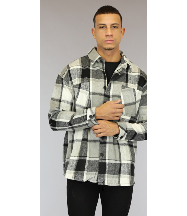Grijs Heren Blok Overshirt met Borstzakken