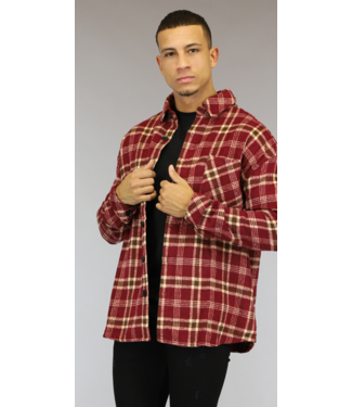 Rood Flanellen Heren Blok Overshirt