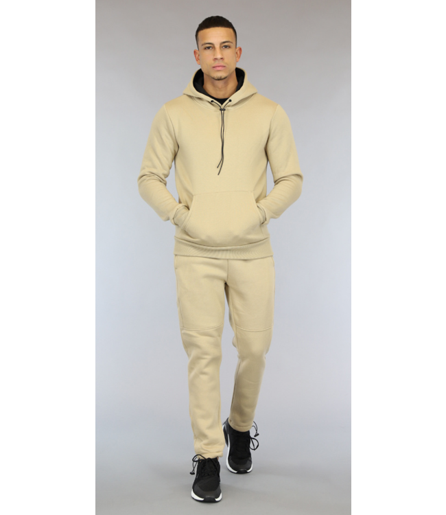 Comfy Beige Heren Huispak met Hoodie