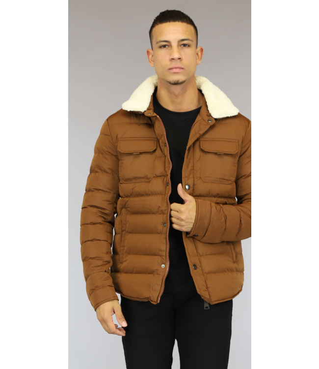 Camel Heren Jack met Ecru Teddy Kraag