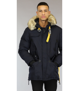 Navy Heren Winterjas met Bont en Haaksluiting