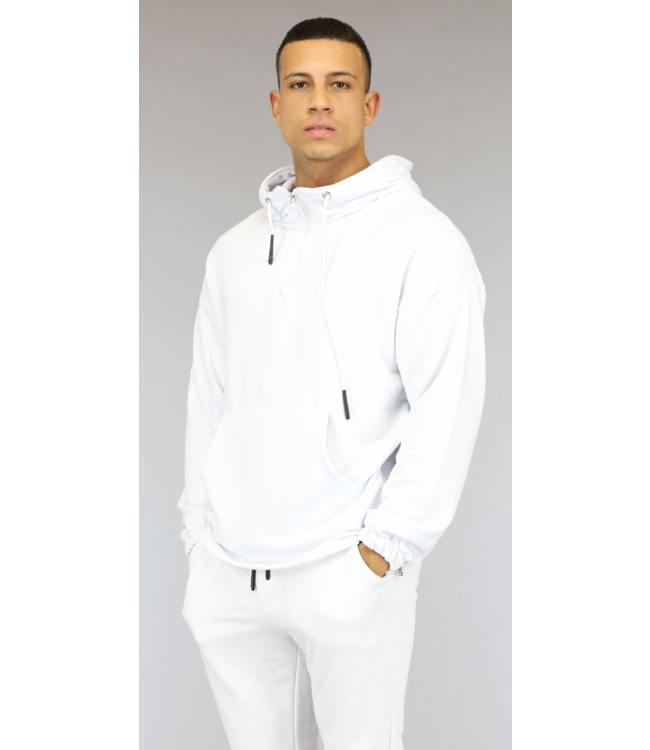 !SALE50 Witte Heren Hoodie met Ritsen