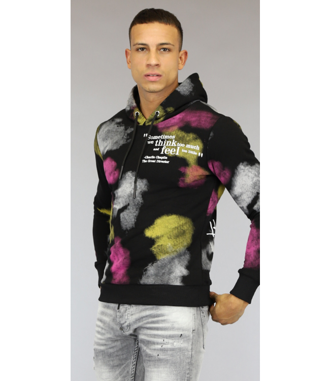 Zwarte Multicolored Charlie Chaplin Hoodie
