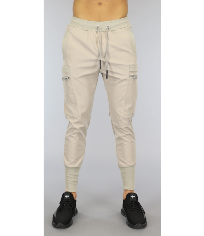 Taupe Heren Cargo Broek met Multizakken