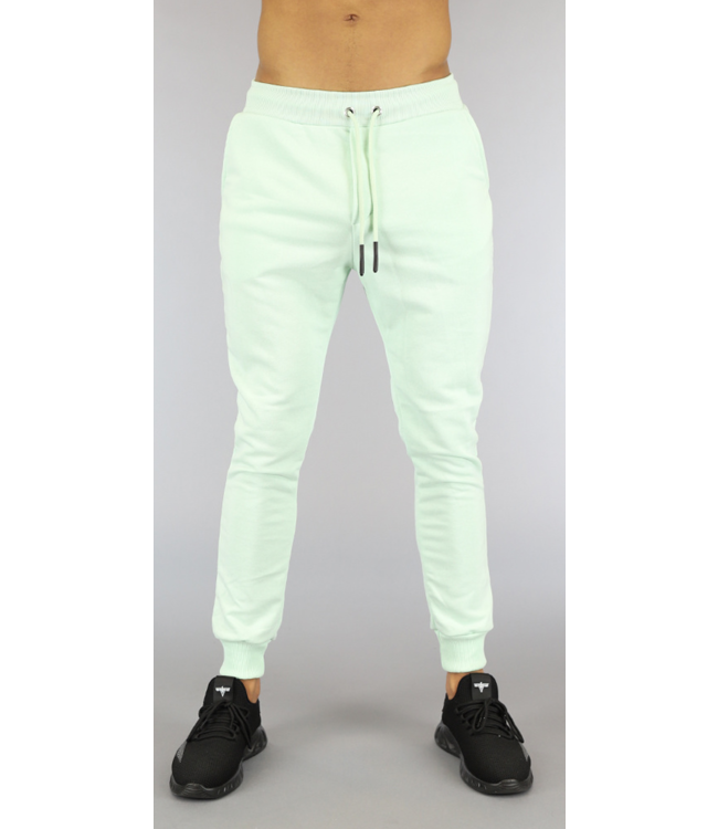 Mintgroene Stretch Heren Joggingbroek met Zakken