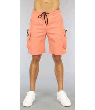 !SALE50 Coral Heren Cargo Short met Grote Zakken