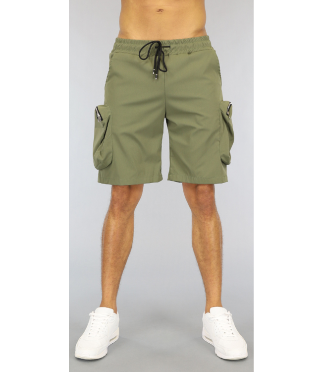 !SALE50 Donkergroen Heren Cargo Short met Grote Zakken