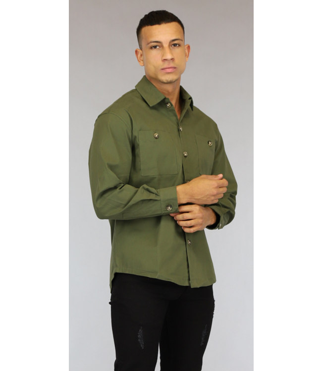 Legergroen Oversized Heren Overhemd