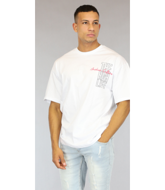 Wit High Life Heren T-Shirt met Rug Bedrukking