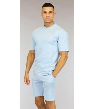 !SALE50 Basic Lichtblauwe Heren Short Set