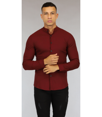 Bordeaux Longsleeve Heren Overhemd met Stretch