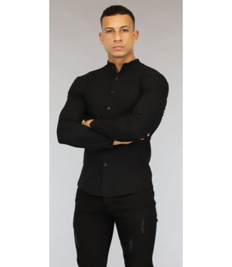 Zwart Longsleeve Heren Overhemd met Stretch