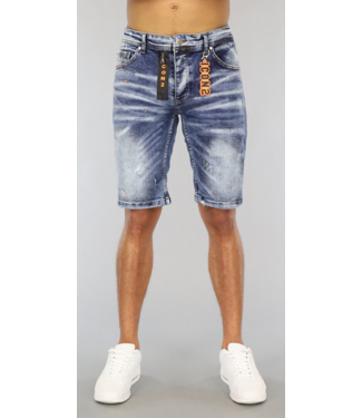 !OP=OP Old Look Heren Jeans Short met Oranje Details