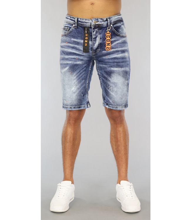 !OP=OP Old Look Heren Jeans Short met Oranje Details