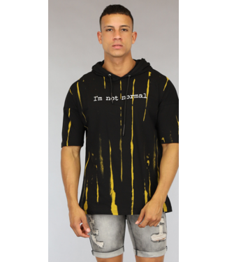 Zwart Heren T-Shirt met Capuchon en Print