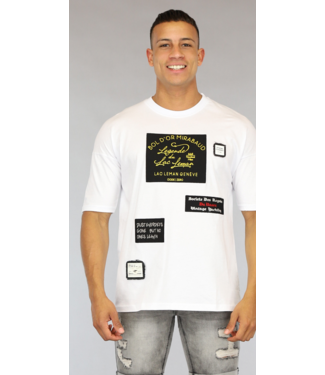 Wit Oversized Heren Shirt met Emblemen