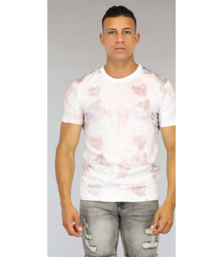 Wit Heren T-Shirt met Wassing