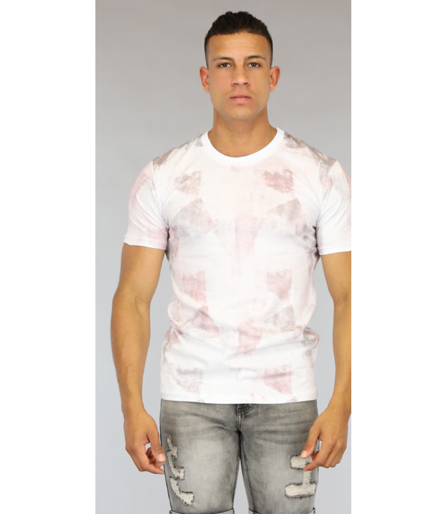 Wit Heren T-Shirt met Wassing