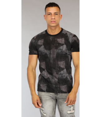 Zwart Heren T-Shirt met Wassing
