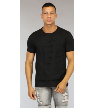 Zwart Heren T-Shirt met Banden