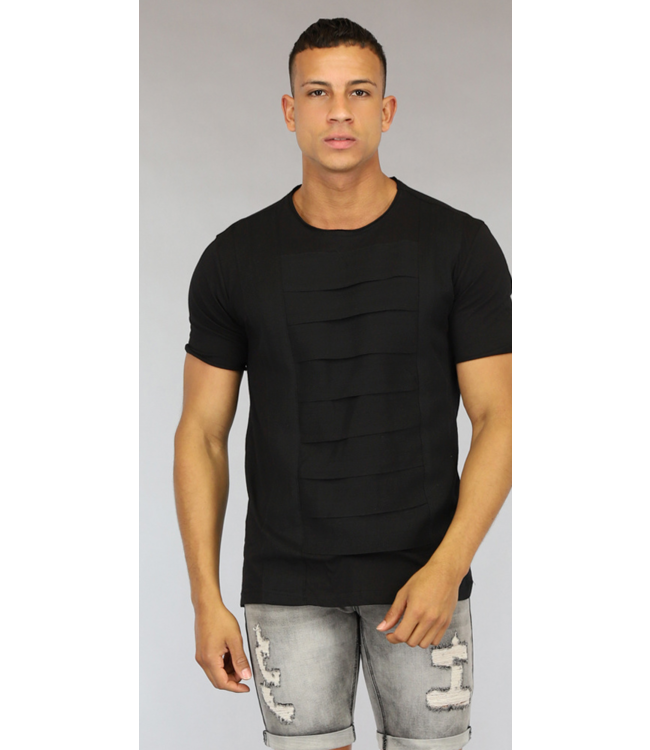 Zwart Heren T-Shirt met Banden