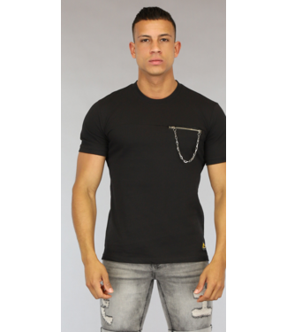 Zwart Heren T-Shirt met Borstzakje