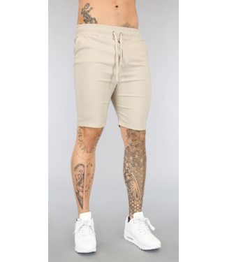 Beige Heren Korte Broek met Stretch