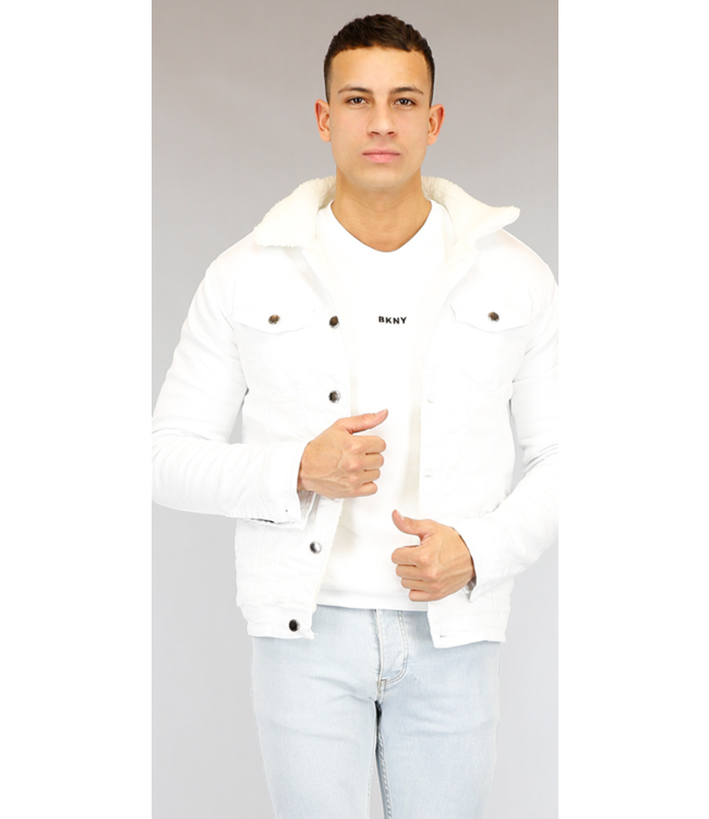 Wit Gevoerd Heren Denim Jacket