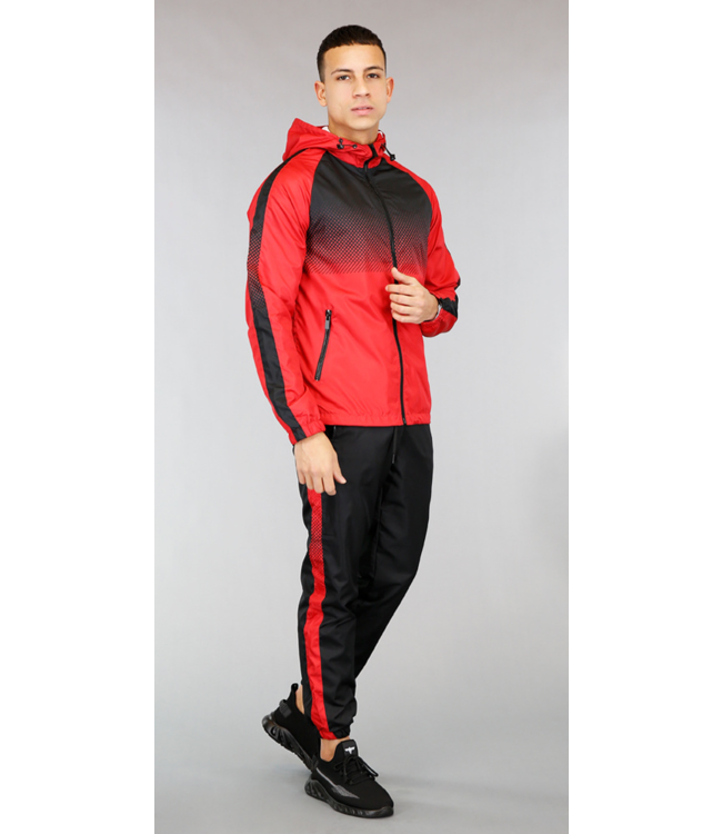 !OP=OP Zwart/Rood Heren Tracksuit met Patronen