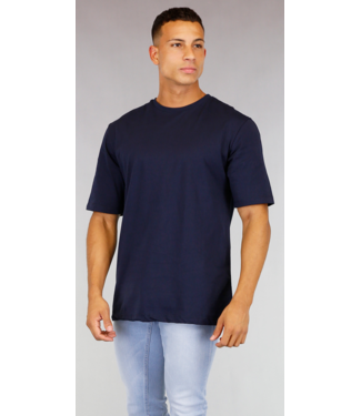 Oversized Blauw Katoenen Heren T-Shirt
