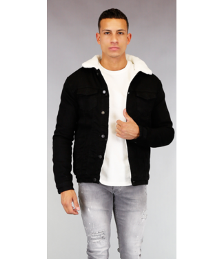 Zwarte Gevoerde Heren Denim Jacket