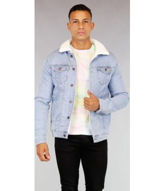 HOT Lichtblauw Gevoerd Heren Denim Jacket