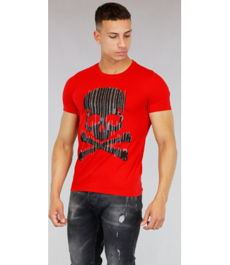 !OP=OP Rood Heren Shirt met Skull