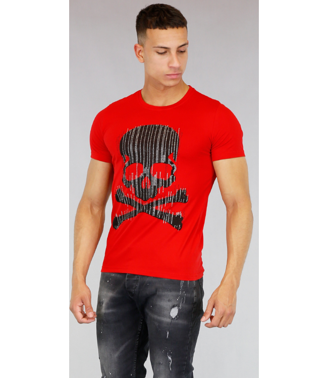 !OP=OP Rood Heren Shirt met Skull