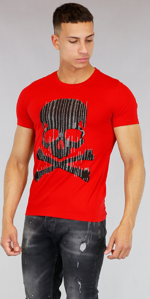 Rood Heren Shirt met Skull