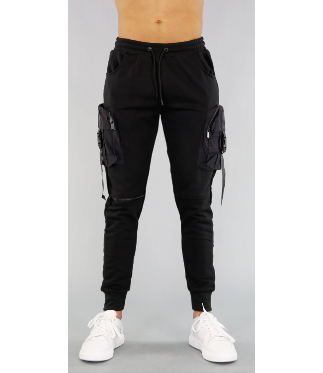 Zwarte Heren Joggingbroek met Zakken en Kliksluiting