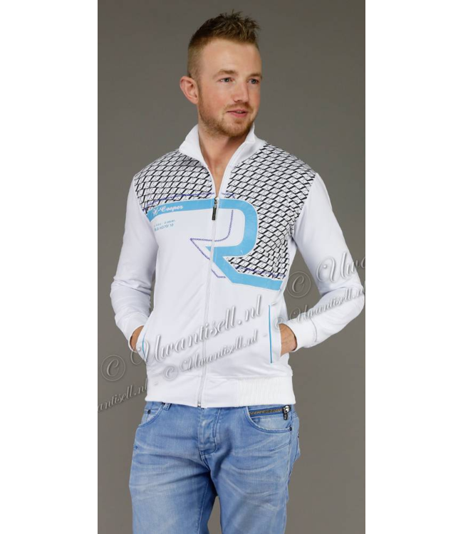 !SALE80 Wit Heren Vest met Blauwe Details